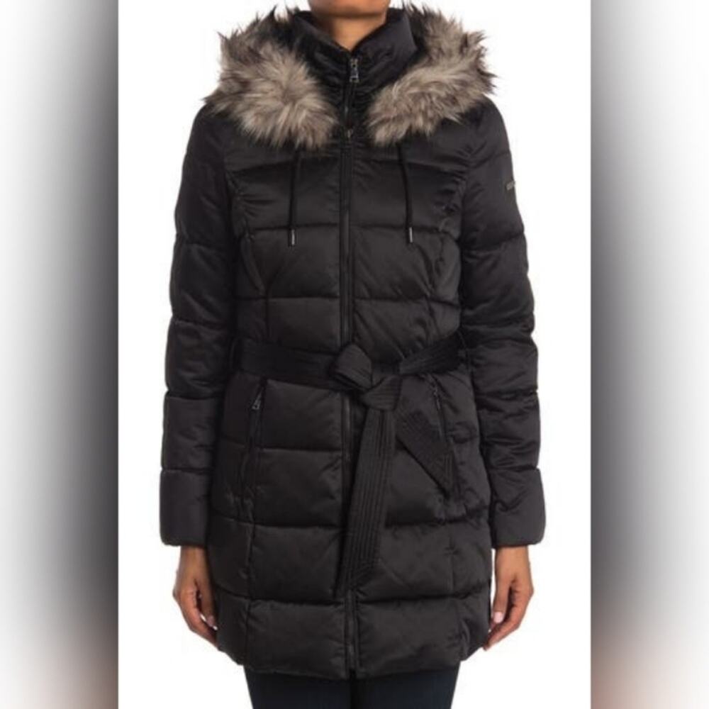 Laundry By Shelli Segal Faux Fur Puffer Jacket Coat XS